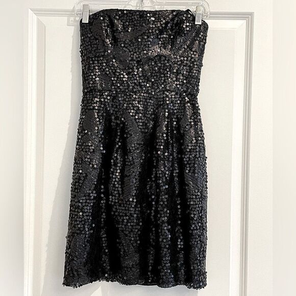 EUC BCBG Carole Black Sequin party dress short Sz. 02 - Picture 1 of 6